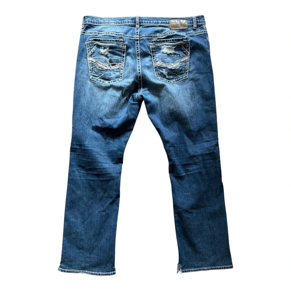 BKE Tyler‎ Straight Jeans Mens 40x32 Blue Distressed Destroyed FNC23224